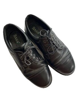 Vtg Bass Derby Black Leather Lace Up Dress Shoes Made In Italy Men’s Size 9.5 W